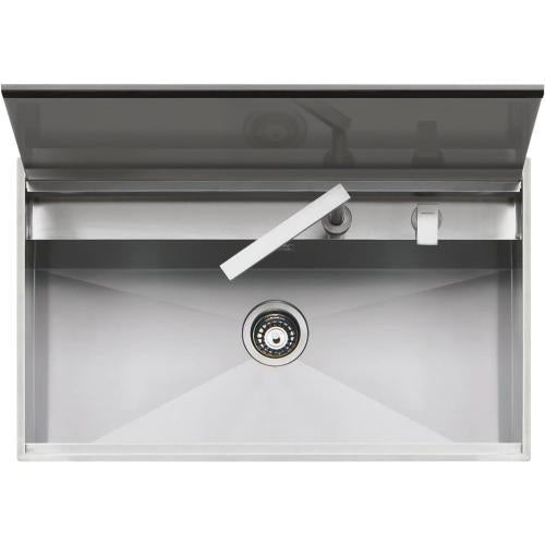 BARAZZA 1LLB90 Lavello Incasso | 1 vasca con coperchio, Peso 23 kg, Acciaio inox AISI 304