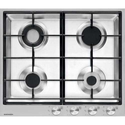 BARAZZA 1PBF64 Piano cottura a gas incasso 2 gas + 2 doppia corona Chef, Griglie ghisa, Inox AISI 304