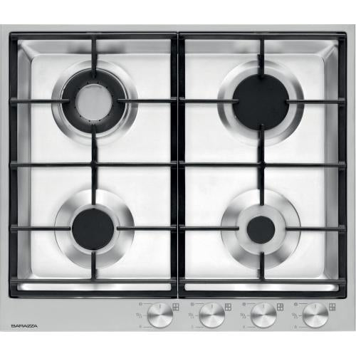 BARAZZA 1PBF64 Piano cottura a gas incasso 2 gas + 2 doppia corona Chef, Griglie ghisa, Inox AISI 304