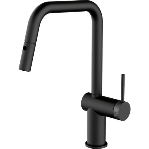 BARAZZA 1RUBEVDK Miscelatore Lavello | Finitura PVD nera, Cartuccia ceramica, Flessibili inox