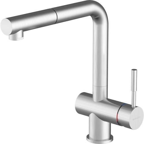 BARAZZA 1RUBMSTD Miscelatore Lavello | Doccia estraibile, Acciaio inox AISI 304, Cartuccia dischi ceramici