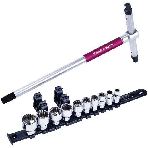 Kraftwerk Tools 302.800.011 Ass. chiavi a bussola COMBI 3/8"+chiave T, 11 pz.