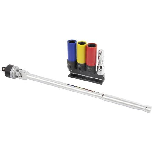 Kraftwerk Tools 303.800.000 Set quadro m. snodato+chiavi a bussola a percus., 1/2", 5 pz