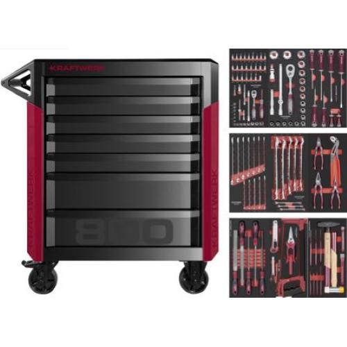 Kraftwerk Tools 102.550.502 PRO LINE Carrello da officina PT800 7 cassetti 143 pz.
