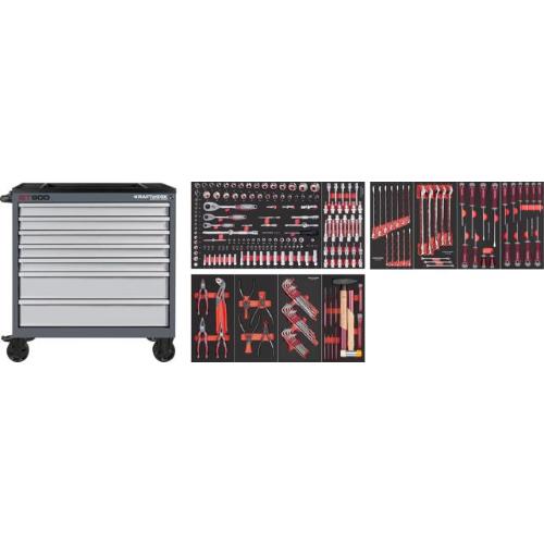 Kraftwerk Tools 102.217.201 BASIC LINE Carrello da officina BT900, 7 cassetti 244-pz