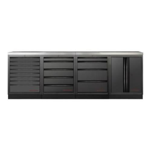 Kraftwerk Tools 3964K-BLK-004-IX MOBILIO BLK Mobili da officina a 4 elementi, Inox