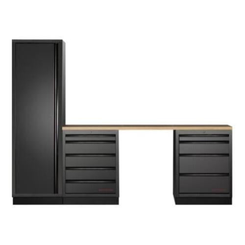 Kraftwerk Tools 3964K-BLK-014 MOBILIO BLK Mobili da officina a 3 elementi, Faggio