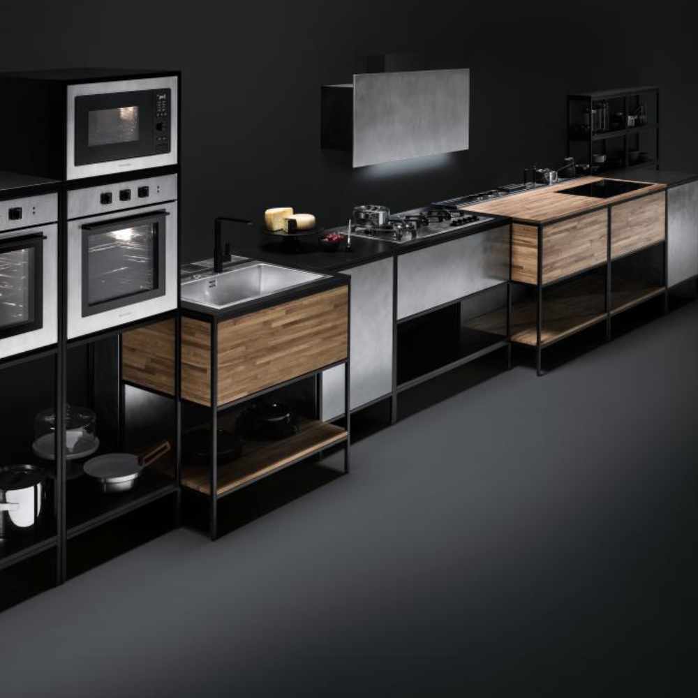 Barazza 1KUNI91 Cappa Unique isola modulo da 90 cm, Acciaio inox Vintage