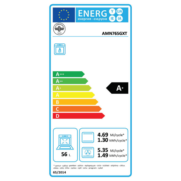 La Germania cucina 70x60 cm, 5 fuochi, forno gas ventilato AMN765GXT - EldomCasa