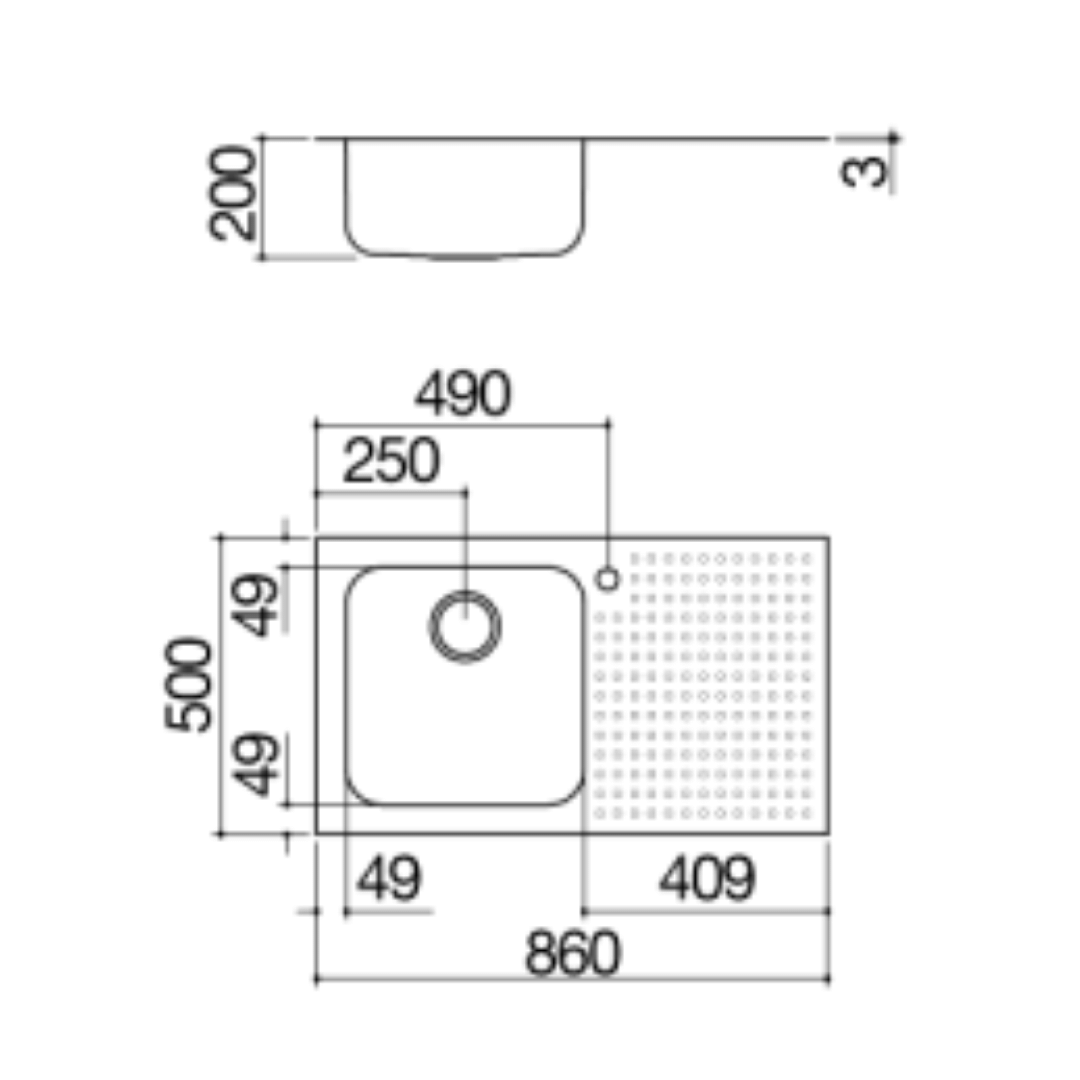 Barazza 1IS9060/1S Lavello Select a una vasca con gocciolatoio sx, inox satinato da 86x50 cm