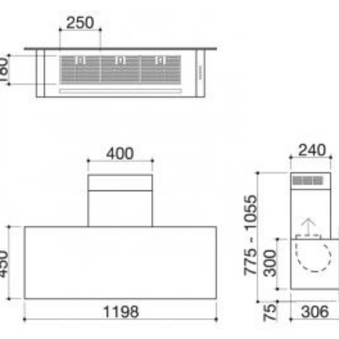 Barazza 1KUNP121 Cappa Unique a parete 120 cm, Acciaio inox Vintage