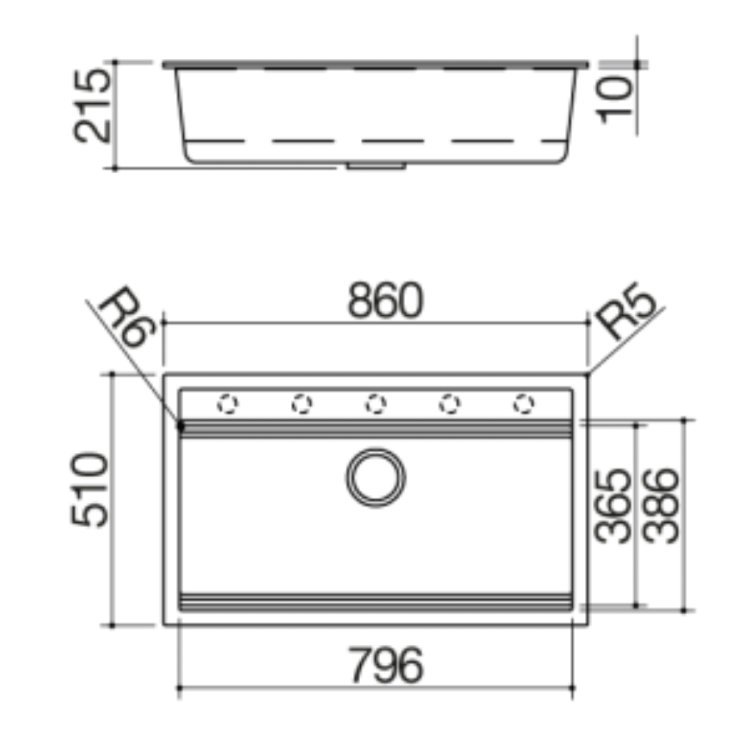Barazza 1LCY91N Lavello City incasso 86×51 cm 1 vasca, B-Granite
