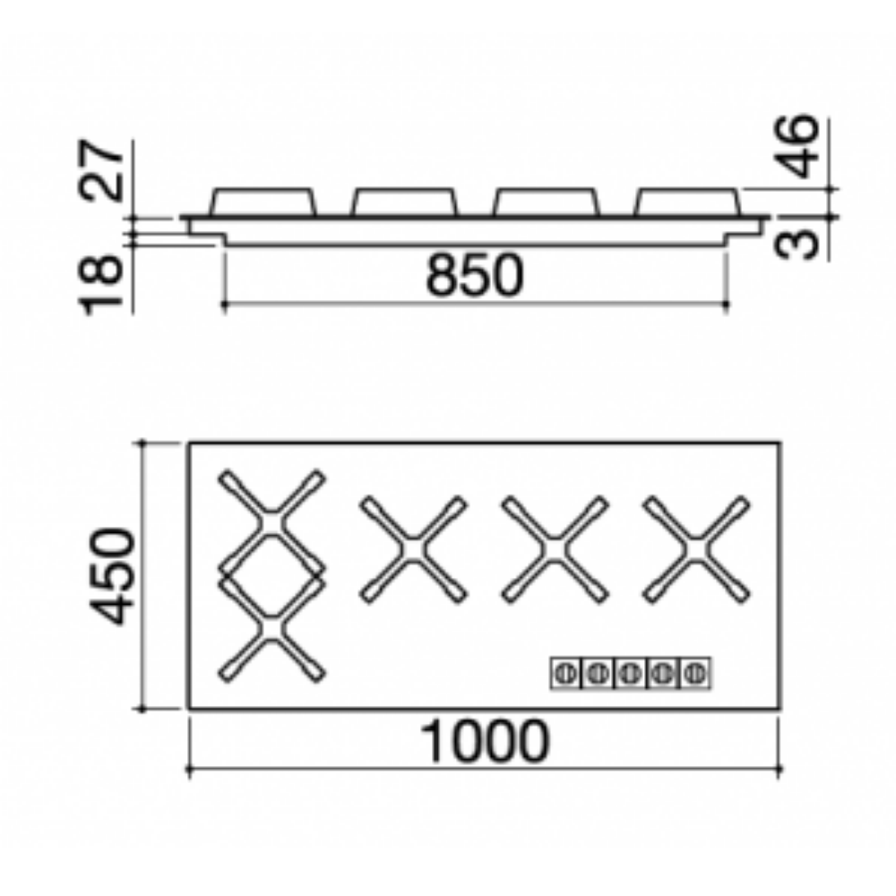 Barazza 1PUN105 Piano cottura Unique incasso da 100 cm