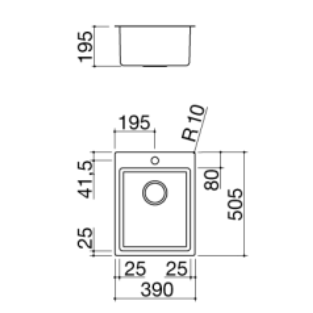 Barazza lavello 1 vasca 1LBS41 B_Smart incasso e filo da 39x50,5