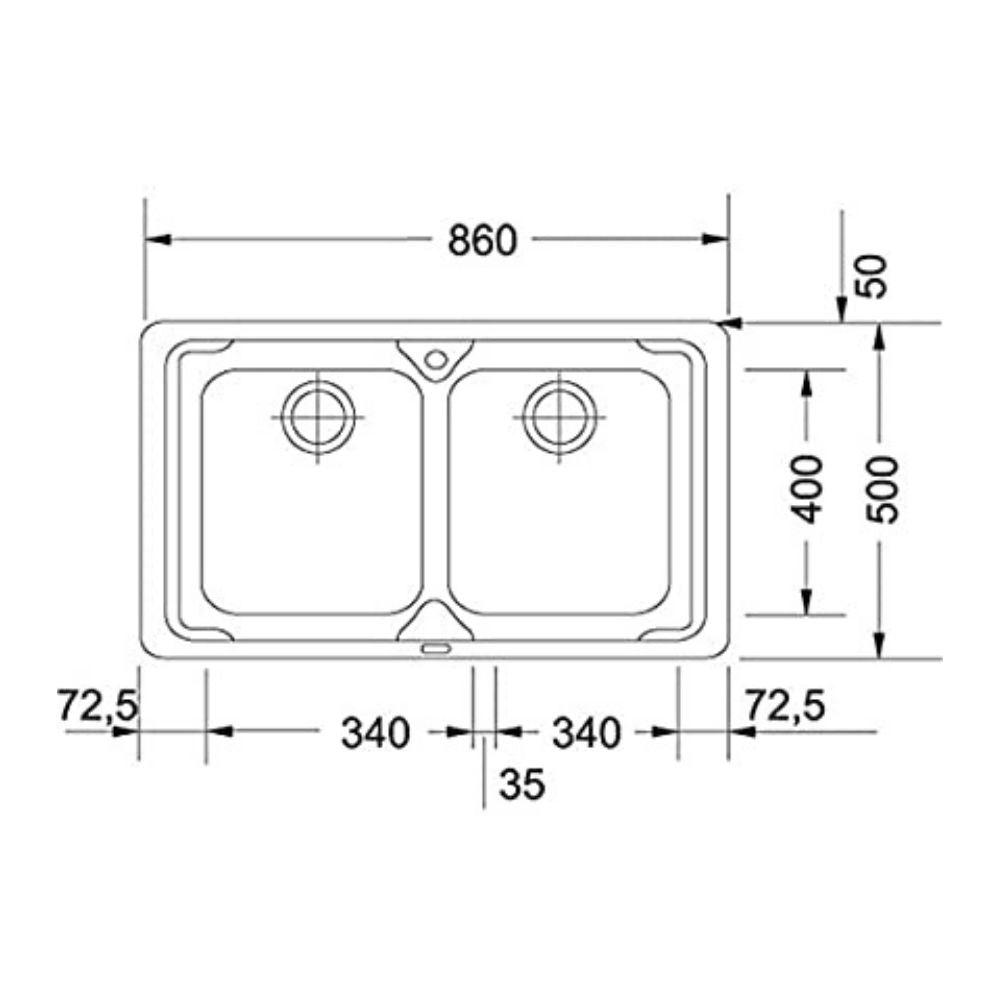 Lavello Franke Logica da incasso acciaio 86 x 50 cm LLX 620-L - 101.0153.292 - EldomCasa
