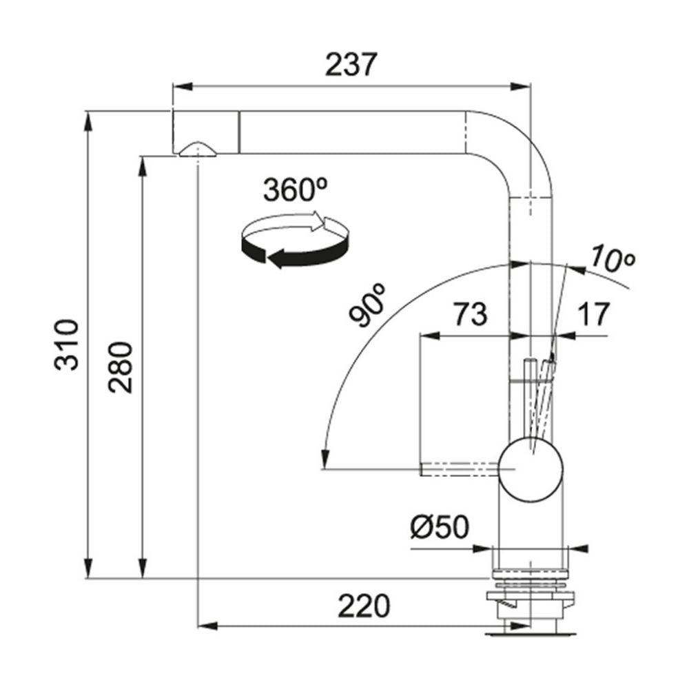 Franke ACTIVE PLUS Miscelatore cucina Beccuccio fisso Fragranite Onice 115.0426.128