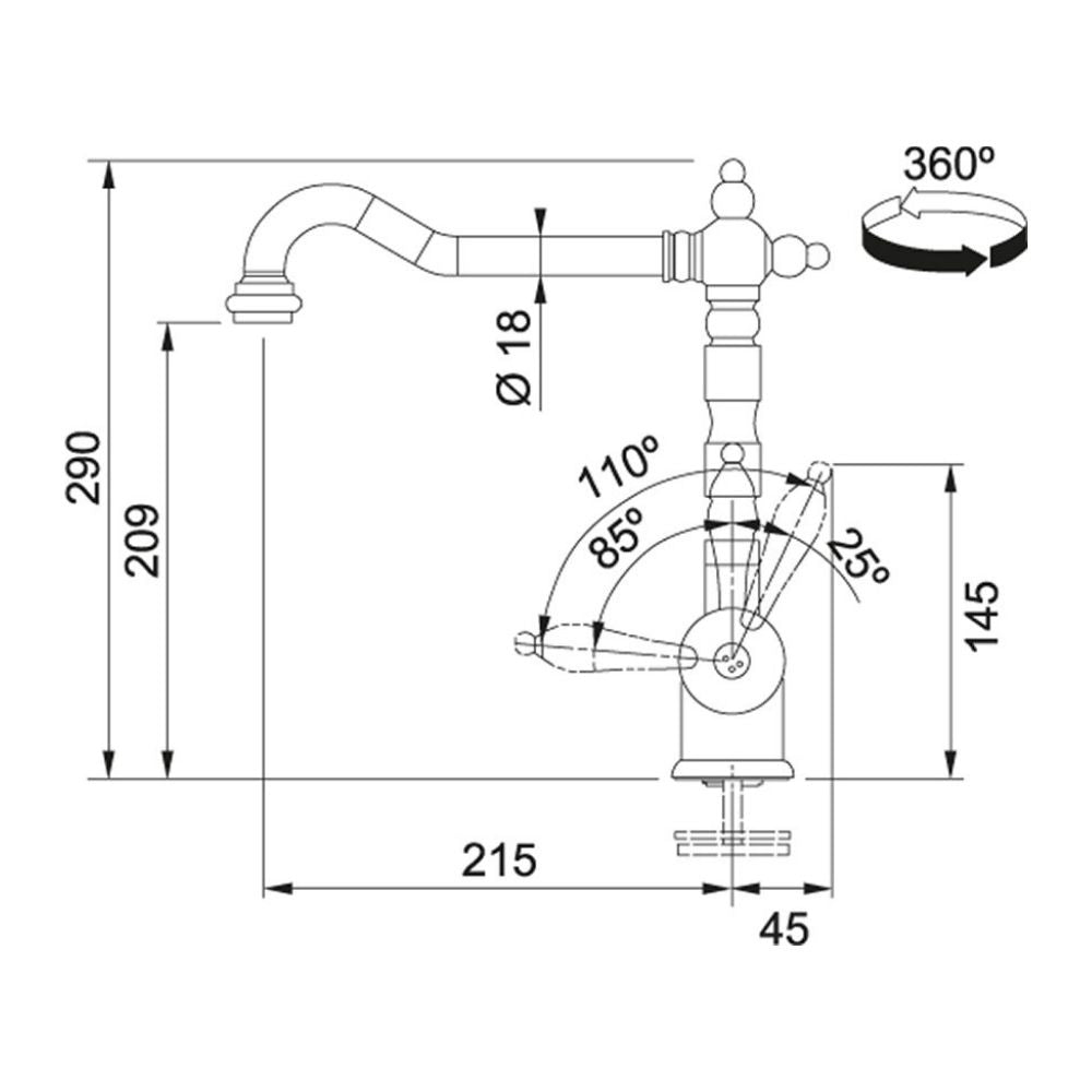 Franke Miscelatore Tap Old England cromo grafite 115.0180.686