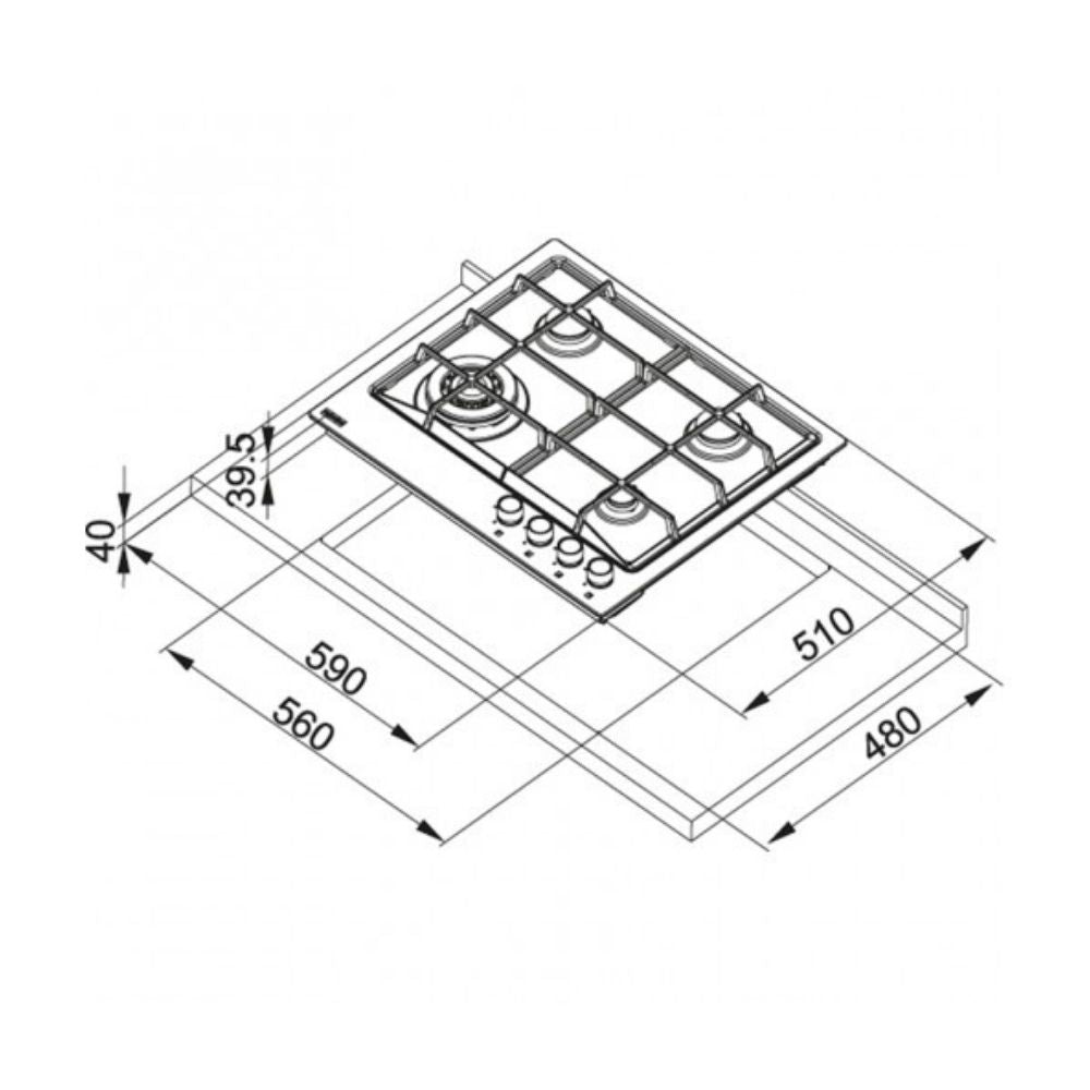 Franke Neptune FHNE 604 3G TC XS E Inox satinato piano cottura da 60 cm cod. 106.0522.128