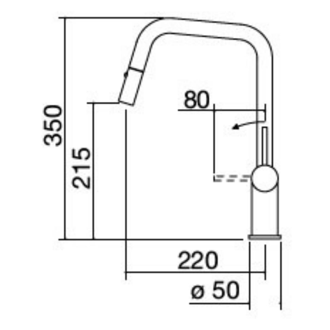Rubinetto miscelatore Evo Doccia Black 1RUBEVDK Barazza con doccia estraibile con doppia erogazione. Nero