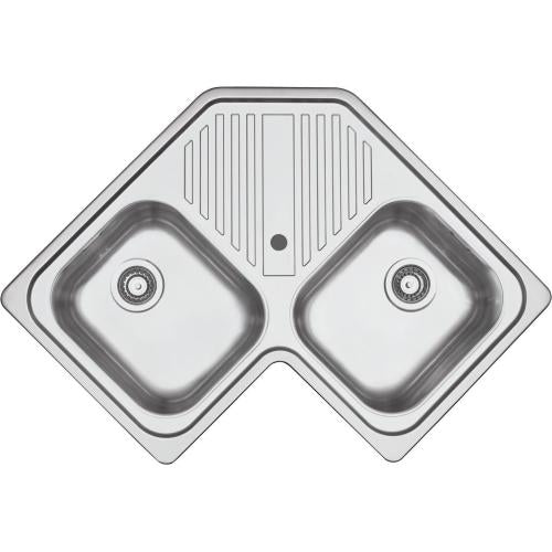 BARAZZA 1LFS82A Lavello Incasso | 2 vasche + gocciolatoio, Profondità 22 cm, Acciaio inox