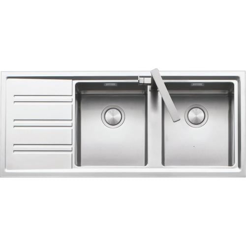 BARAZZA 1LES12RS Lavello Incasso | 2 vasche, Gocciolatoio sinistro, Acciaio inox AISI 304