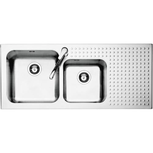 BARAZZA 1IS12060/2S Lavello Incasso | Acciaio inox, 2 vasche, Dimensioni 121x53x22 cm