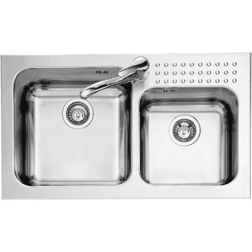 BARAZZA 1IS9060/2 Lavello Incasso | Acciaio inox, 2 vasche, Dimensioni 91x53x22 cm