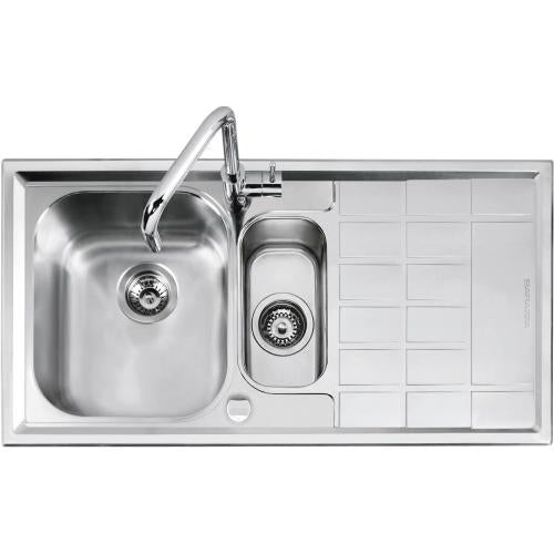BARAZZA 1LLV100/D Lavello Incasso | 2 vasche + gocciolatoio dx, Vasche 34x39x21 cm, Acciaio inox AISI 304:contentReference[oaicite:4]{index=4}