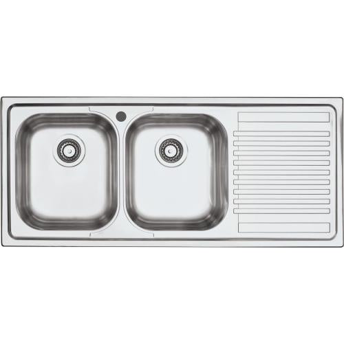 BARAZZA 1LFS12D Lavello Incasso | 2 vasche + gocciolatoio, 34x39x21 cm, Acciaio inox
