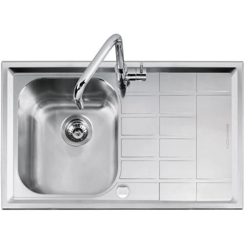 BARAZZA 1LLV90/1D Lavello Incasso | 2 vasche, Gocciolatoio dx, Vasche 34x39x21 cm