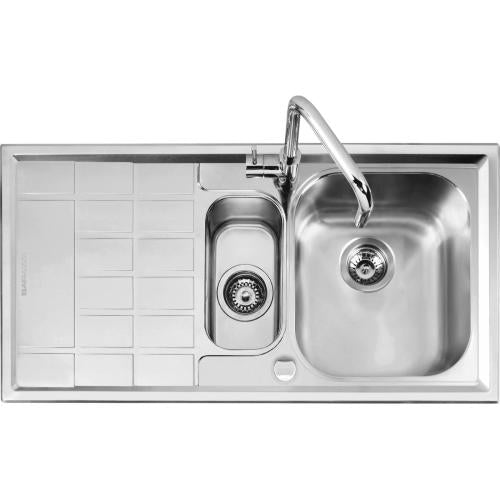 BARAZZA 1LLV100/S Lavello Incasso | 2 vasche + gocciolatoio sx, Vasche 34x39x21 cm, Acciaio inox AISI 304