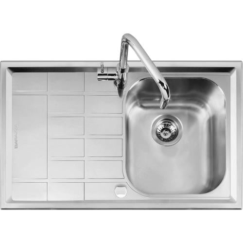 BARAZZA 1LLV90/1S Lavello Incasso | 2 vasche, Gocciolatoio sx, Vasche 34x39x21 cm