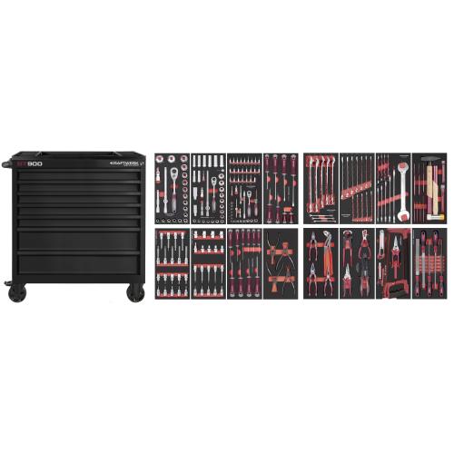 Kraftwerk Tools 102.217.BLK1 BT LINE carrello da officina BT900 7 cassetti nero, 241 pz.