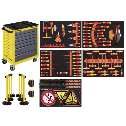 Kraftwerk Tools 102.117.431 VDE Carrello da officina BT700, 124 pz, con Barriera