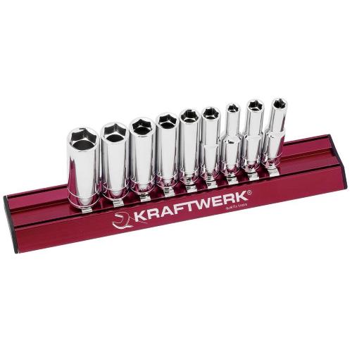 Kraftwerk Tools 101599 9pz- Set MAGALU di chiavi a bussola lunghe in pollici 1/4"