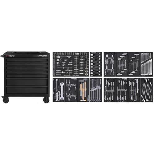 Kraftwerk Tools 102.217.BLK2 BT LINE carrello da officina BT900 7 cassetti nero, 211 pz.