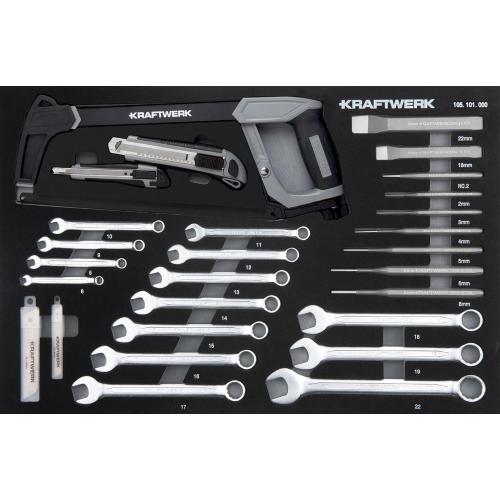 Kraftwerk Tools 105.102.019 Cassetto Anello a forcella / impatto / taglio 46-pz.