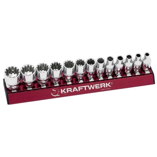 Kraftwerk Tools 130990 13pz- Set MAGALU di chiavi a bussola COMBI 1/4"