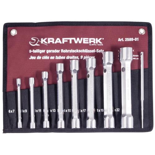 Kraftwerk Tools 2589-01 9pz- Astuccio chiavi a tubo 6-22 mm + spina manovra