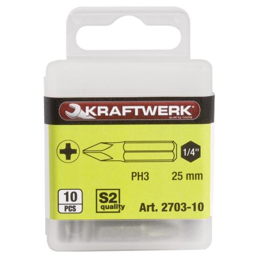 Kraftwerk Tools 2703-10 1/4'' Inserto Phillips 25 mm Nr. 3, 10 pz.