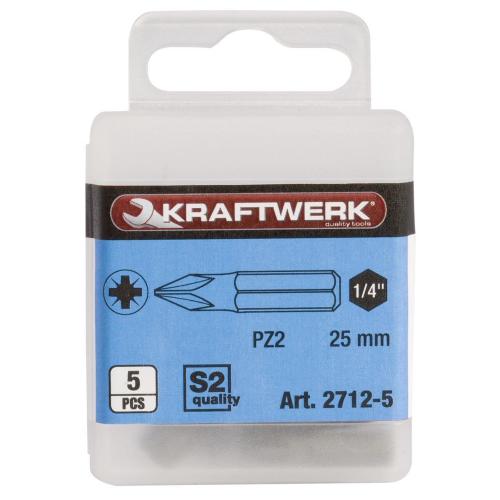 Kraftwerk Tools 2712-5 1/4'' Inserto Pozidriv 25 mm Nr. 2, 5 pz.