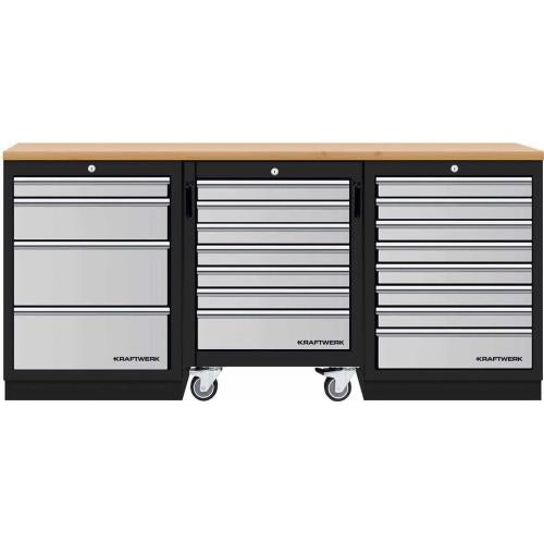 Kraftwerk Tools 3964K-4R8 Mobilio 3 Combicon carrello da officina, faggio, 3 cassetti