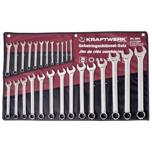 Kraftwerk Tools 3554R Chiavi combinate, lucide 5.5 - 32mm 26 pz.