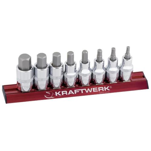 Kraftwerk Tools 326099 8pz- Set di chiavi a bussola giravite esagonali 1/2"