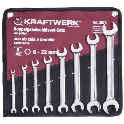 Kraftwerk Tools 3570R 8pz- Set chiavi doppie 6-22 mm, lucide