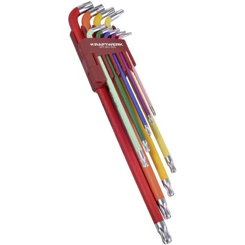 Kraftwerk Tools 307.801.009 Set chiavi maschio T10-T50 a testa sferica, 9 pz.
