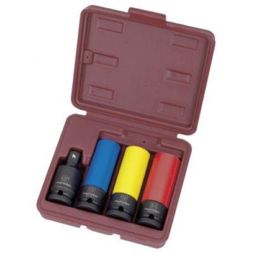 Kraftwerk Tools 3083 4 pz - Set bussole a macchina 1/2" rivestite con snodo
