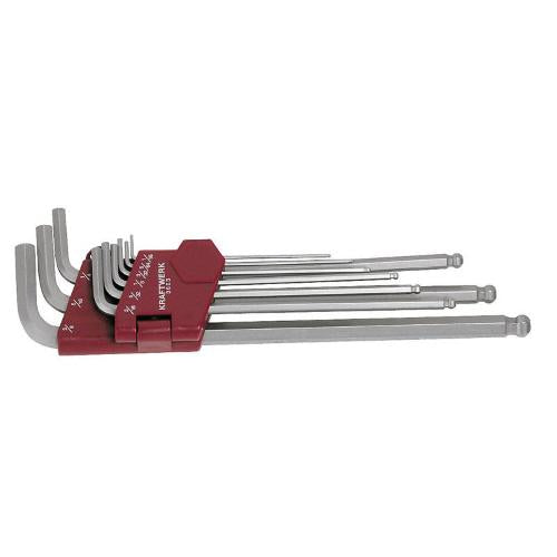 Kraftwerk Tools 3603 9-pz. Serie chiavi maschio in pollici ballpoint