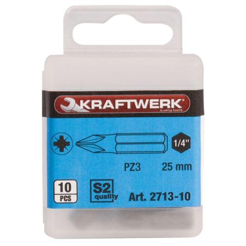 Kraftwerk Tools 2713-10 1/4'' Inserto Pozidriv 25 mm Nr. 3, 10 pz.