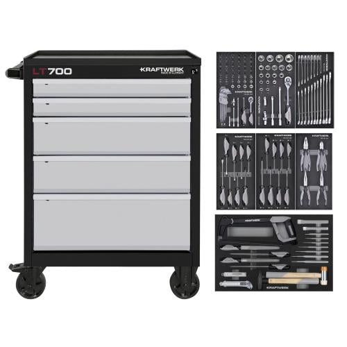 Kraftwerk Tools PRO LINE 102.105.206 LT700 Carrello da officina, 5 cassetti, BASIC, 151-pz.
